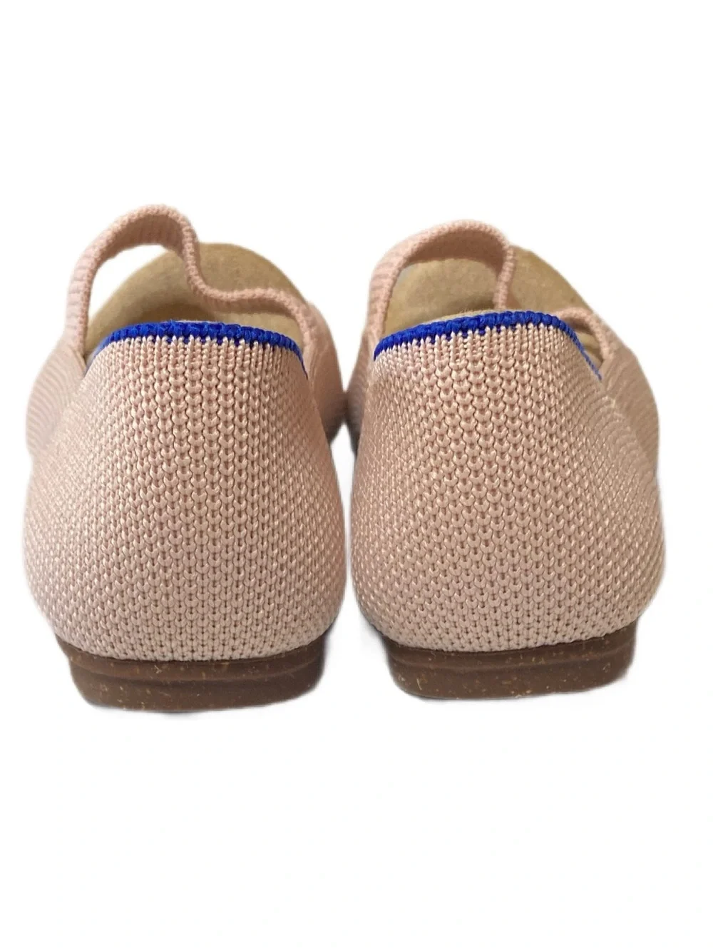 Rothy's Girls Blush Pink Mary Jane Flats with Blue Accent